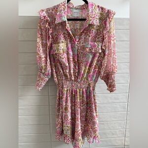 Misa Los Angeles Pink Puff Sleeve Jumpsuit